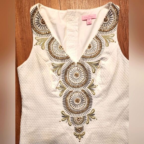Lilly Pulitzer Gabby Shift Sleeveless Dress Resort White Size 00 - Picture 4 of 7